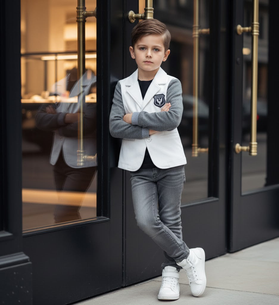Garçons de printemps Velvet Blazer Veste Enfants costume formel Coat Fête de mariage 3-7Y