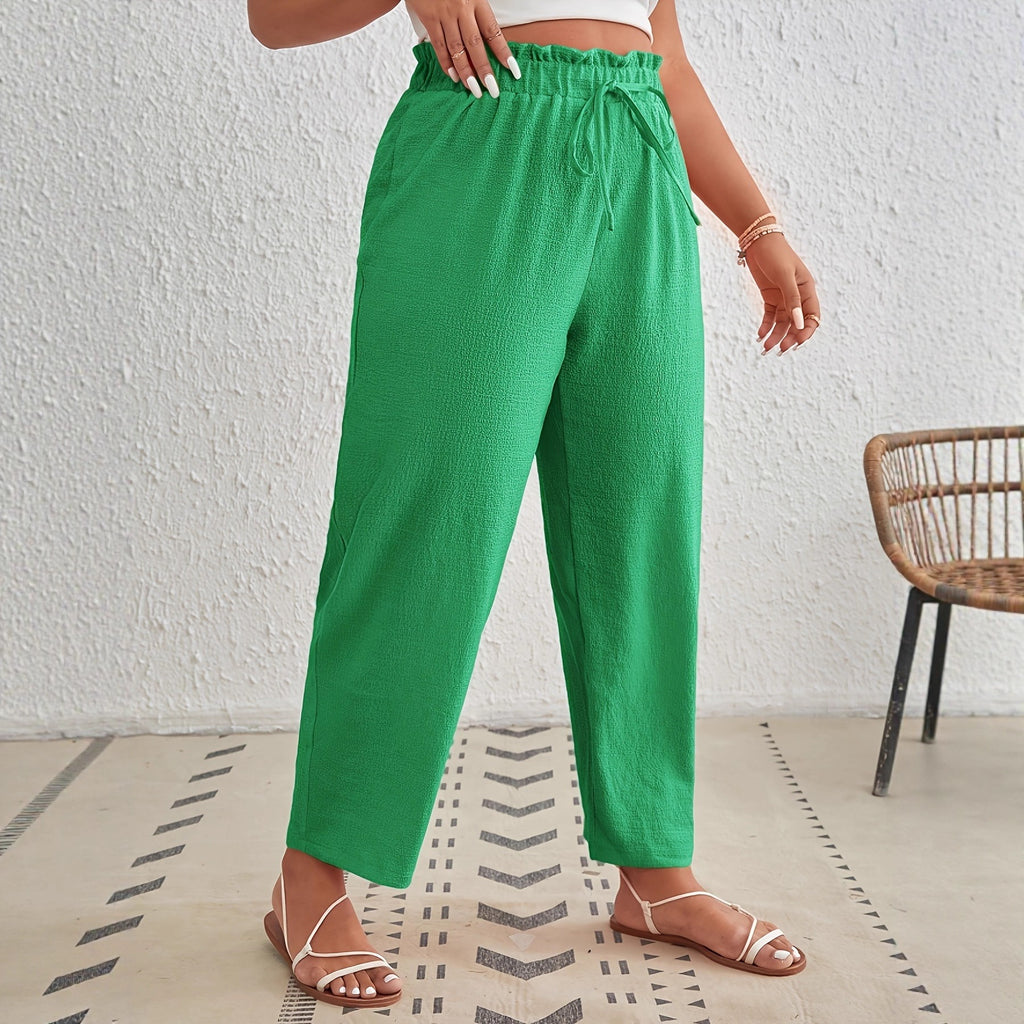 Pantalon en dentelle de taille plus grande, fashionnable, de couleur unie, taille haute Pantalon casual