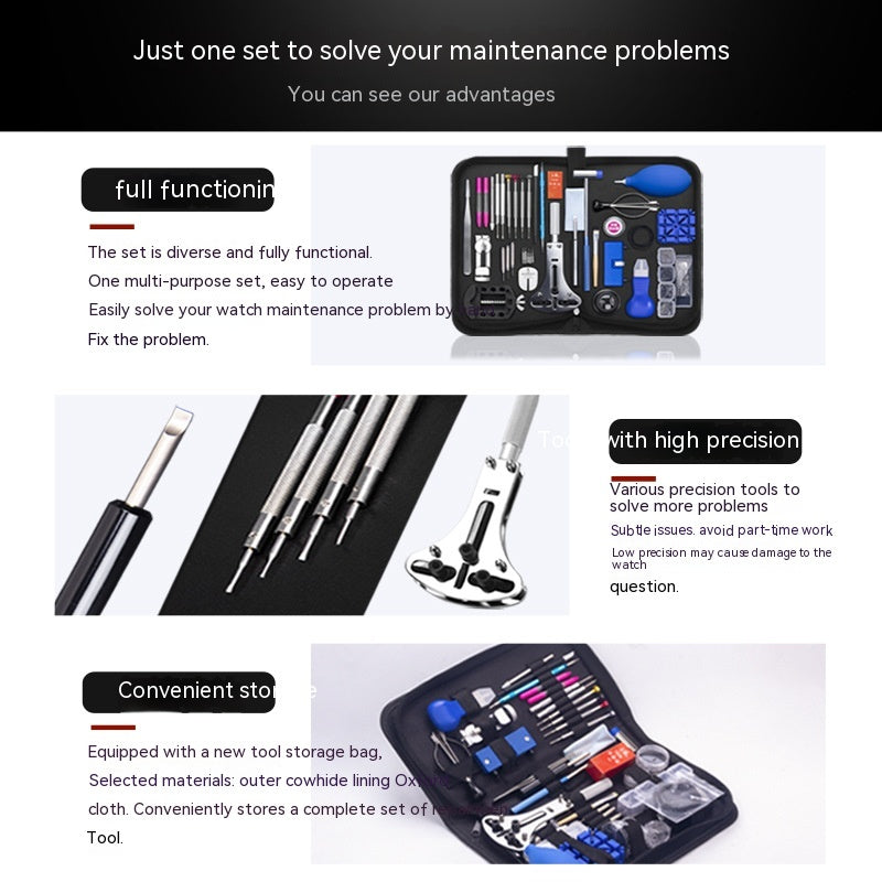 Kit de réparation de montres Outil de réparation multi-fonctions Disassembly batterie de remplacement Combinati
