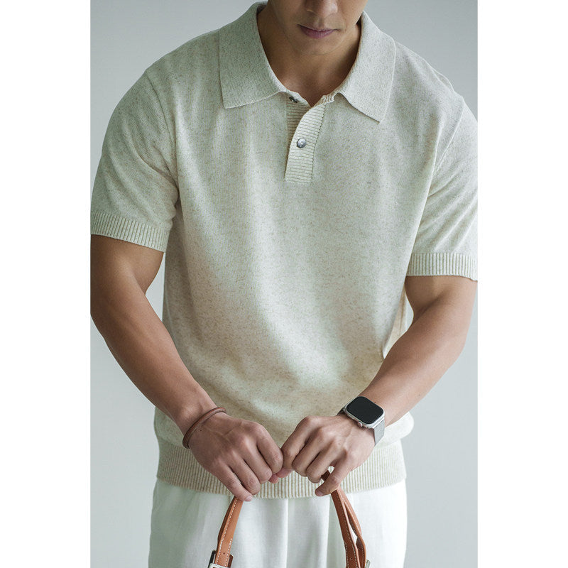 Tencel-linen T-shirt à manches courtes à texture florale mélangée