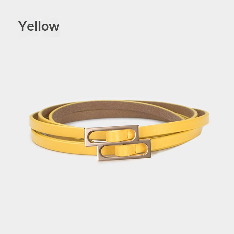 Ceinture en cuir casual rétro pour femmes avec double boucle