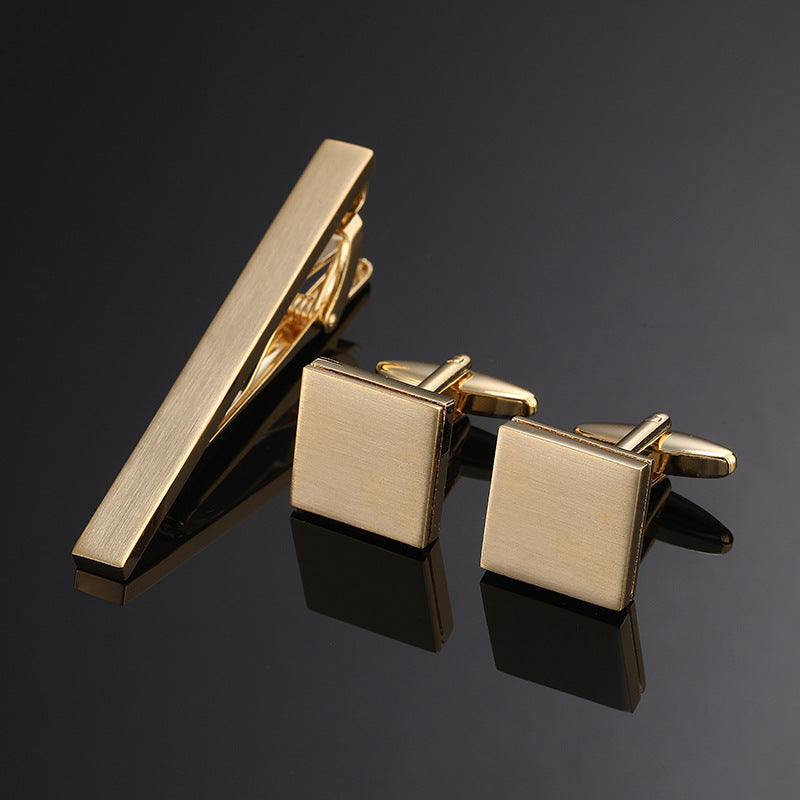 Clip en or argent noir Croix carré brossé
