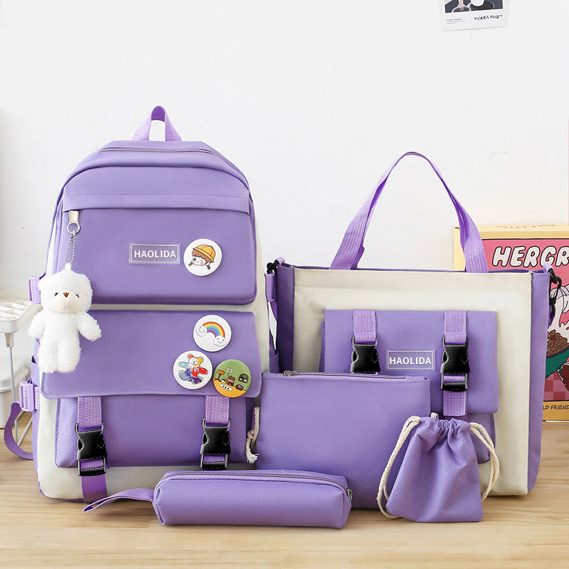 Ensemble de sac à dos de type Harajuku à grande capacité