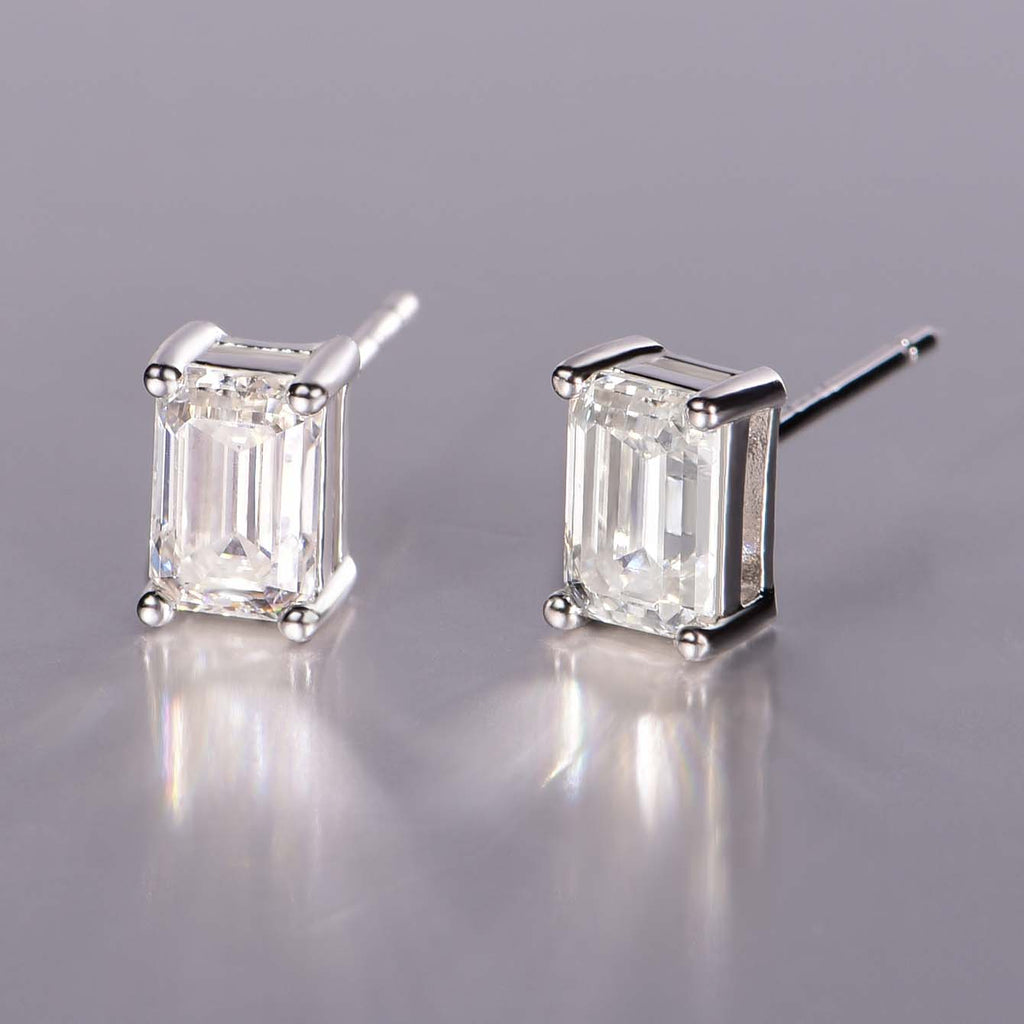 S925 Boucles d'oreilles en émeraude en argent sterling