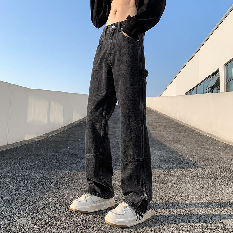 Hommes Relaxed-fit Straight-leg Slit Bootcut Pantalons