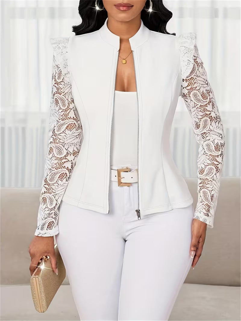 Blazer casual femme avec un collier d'équipage