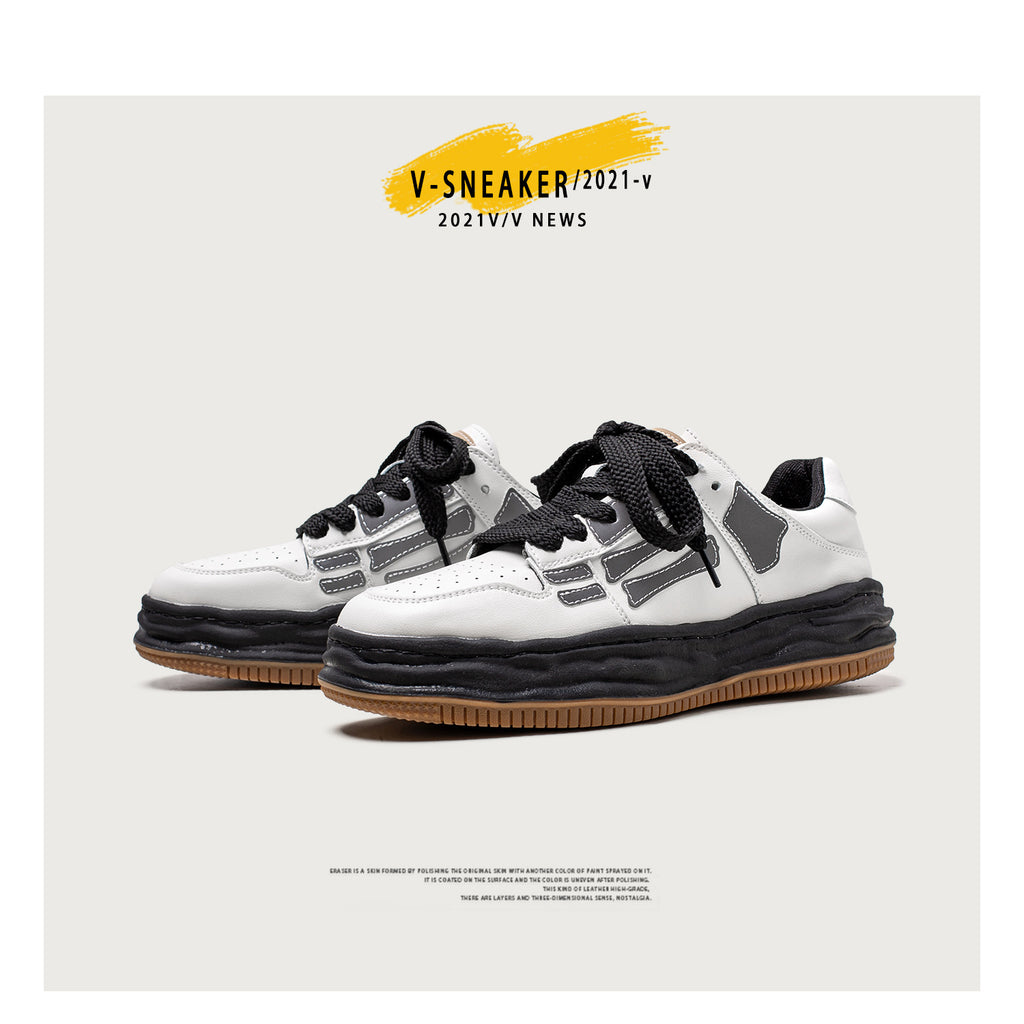 Reflective Bone Retro Platform Sneakers Hommes
