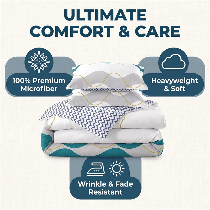 3-Piece Reversible Duvet Cover Set