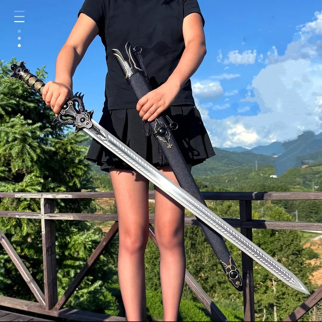 Black Mofeng Sword de Longquan City Une pièce haute en acier manganèse