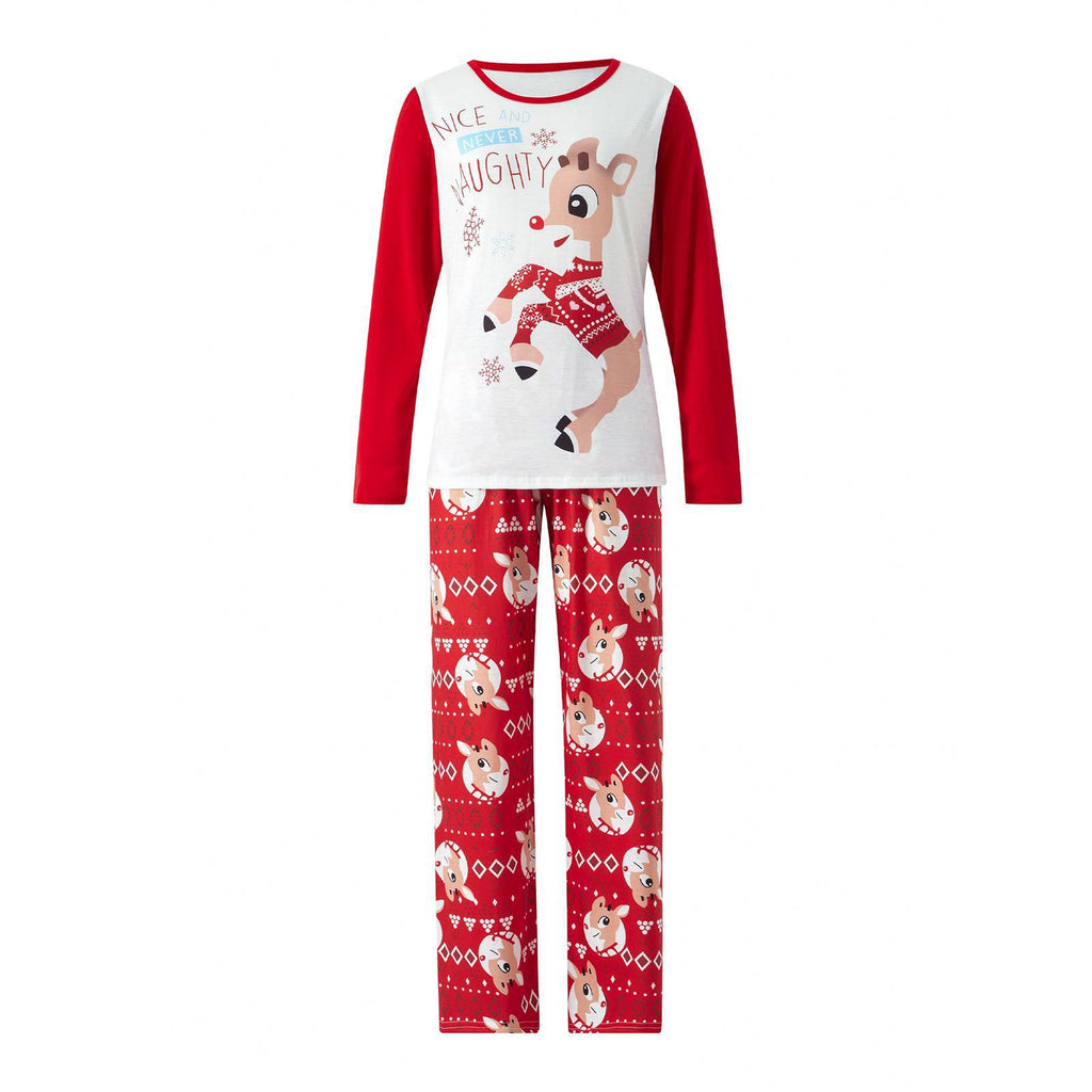 Imprimé Pyjama Noël Parent-enfant Porter Col rond Col Longue Manches