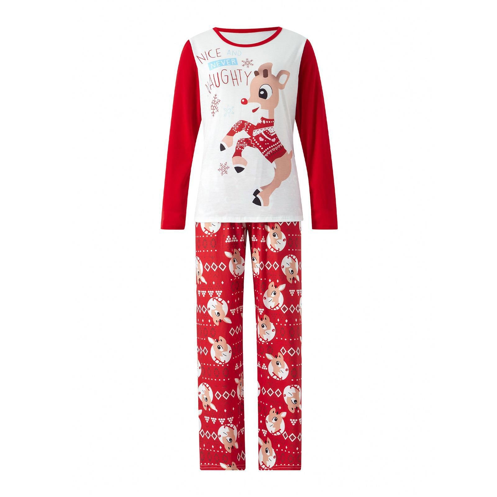 Imprimé Pyjama Noël Parent-enfant Porter Col rond Col Longue Manches