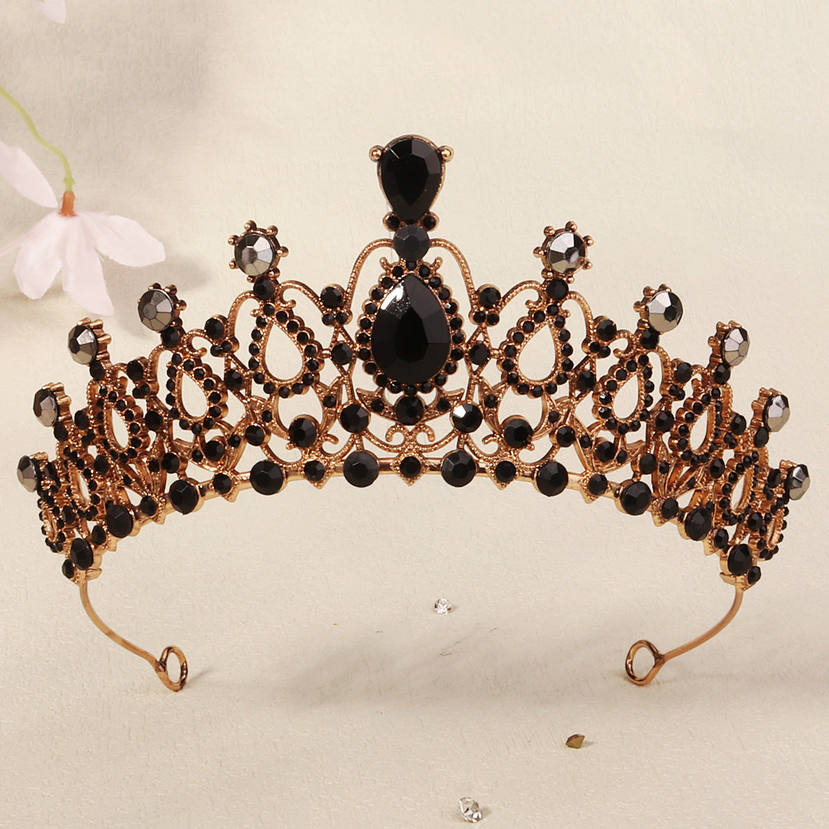 Tête haute en alliage sombre Strass Crownstylish