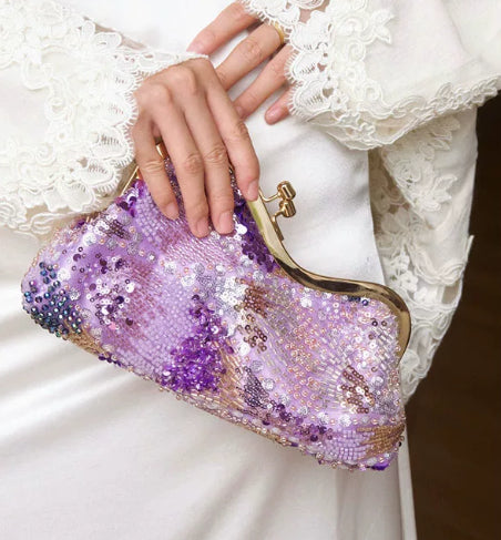 Sac à selle perle avec paillettes Chic embrayage et design Crossbody