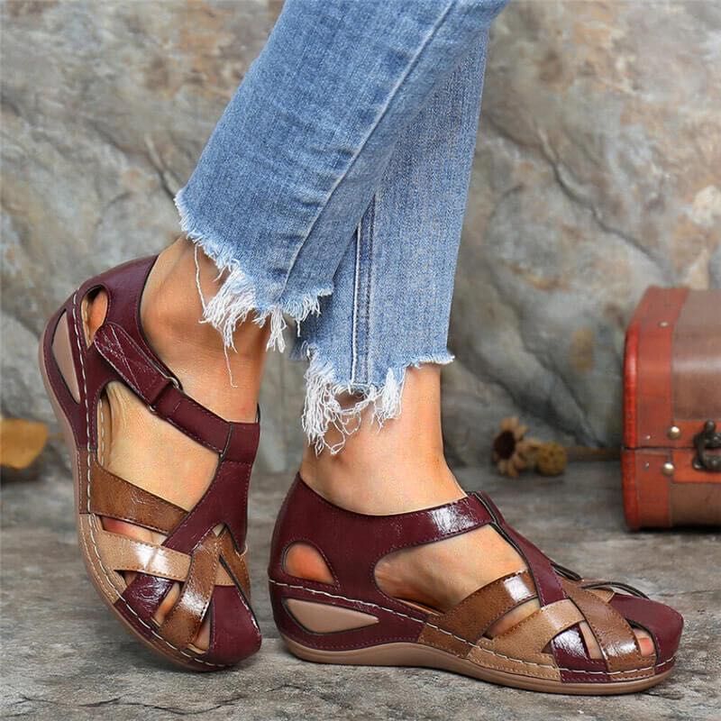 Sandales d'été Imperméable Couleur Mixte Design Wedges Chaussures Femmes