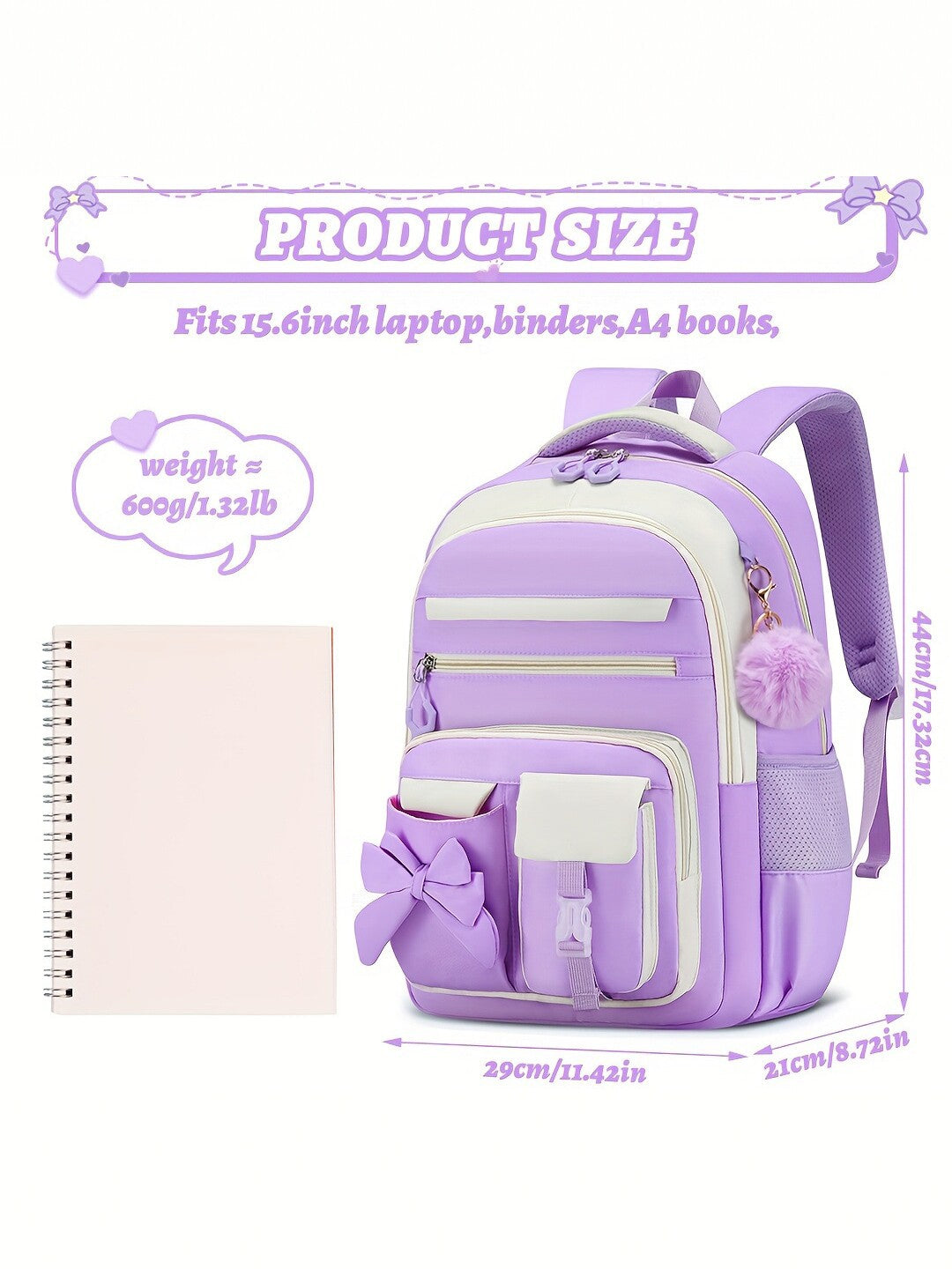 Tous Match Bowknot Sac à dos grande capacité pour les filles