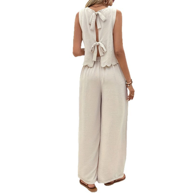 Été Pantalons occasionnels de mode européenne et américaine pour femmes sans manches