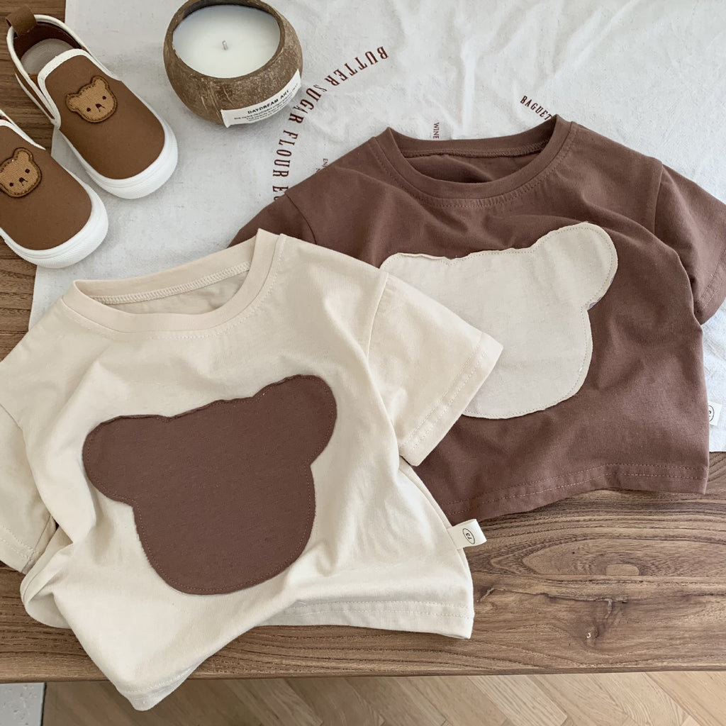 Haut de chemise de bas de mode patch ours pour enfants