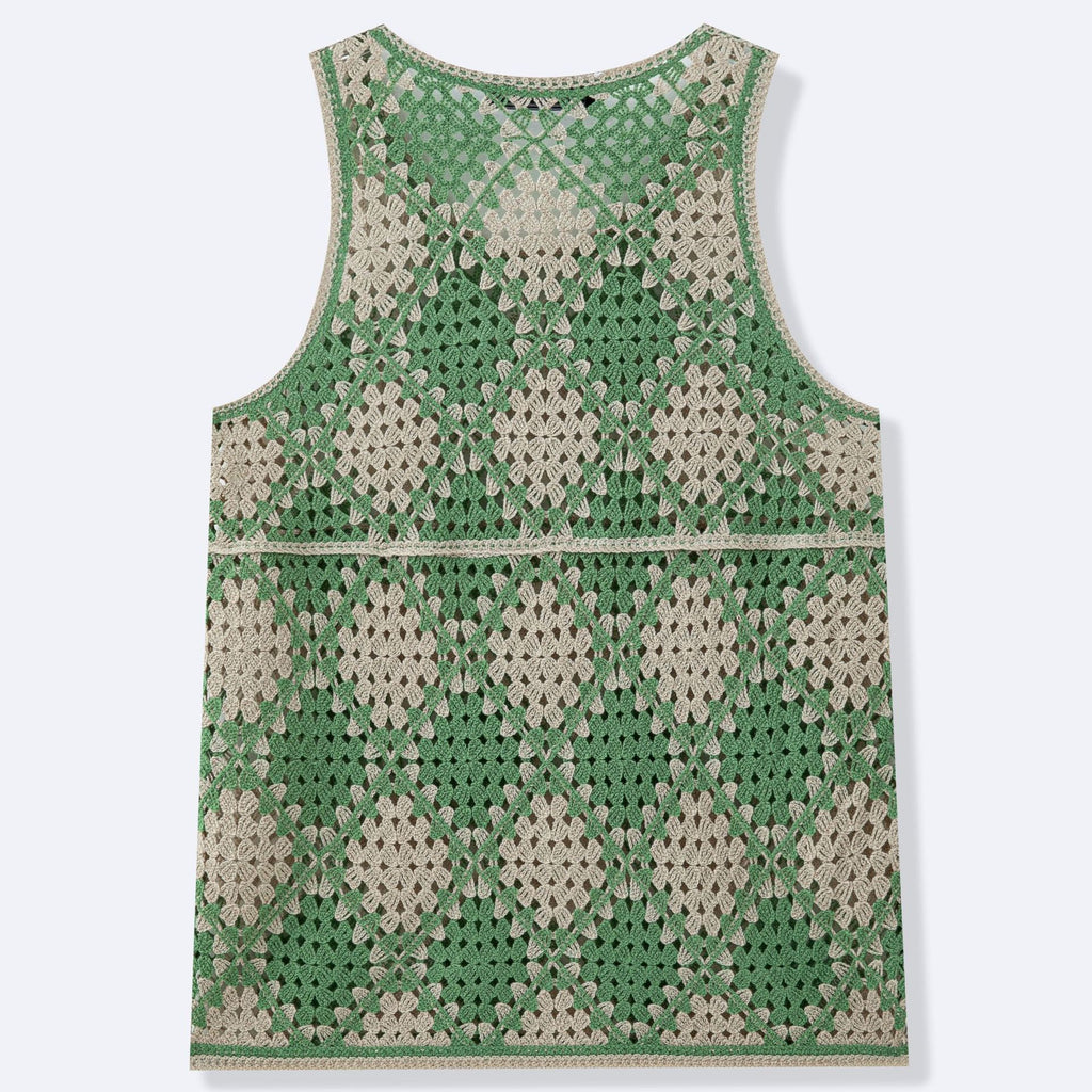 Contrast-color Diamond-pattern Knit Vest Hollow-out