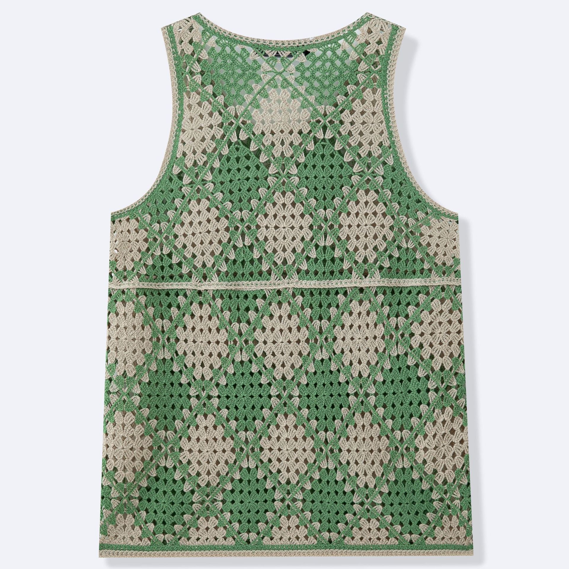 Contrast-color Diamond-pattern Knit Vest Hollow-out
