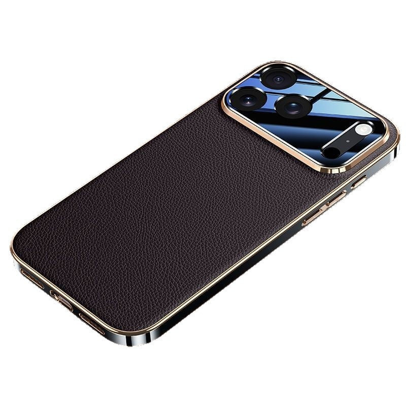 En cuir véritable Litchi-pattern entièrement enveloppé Drop-proof étui de téléphone