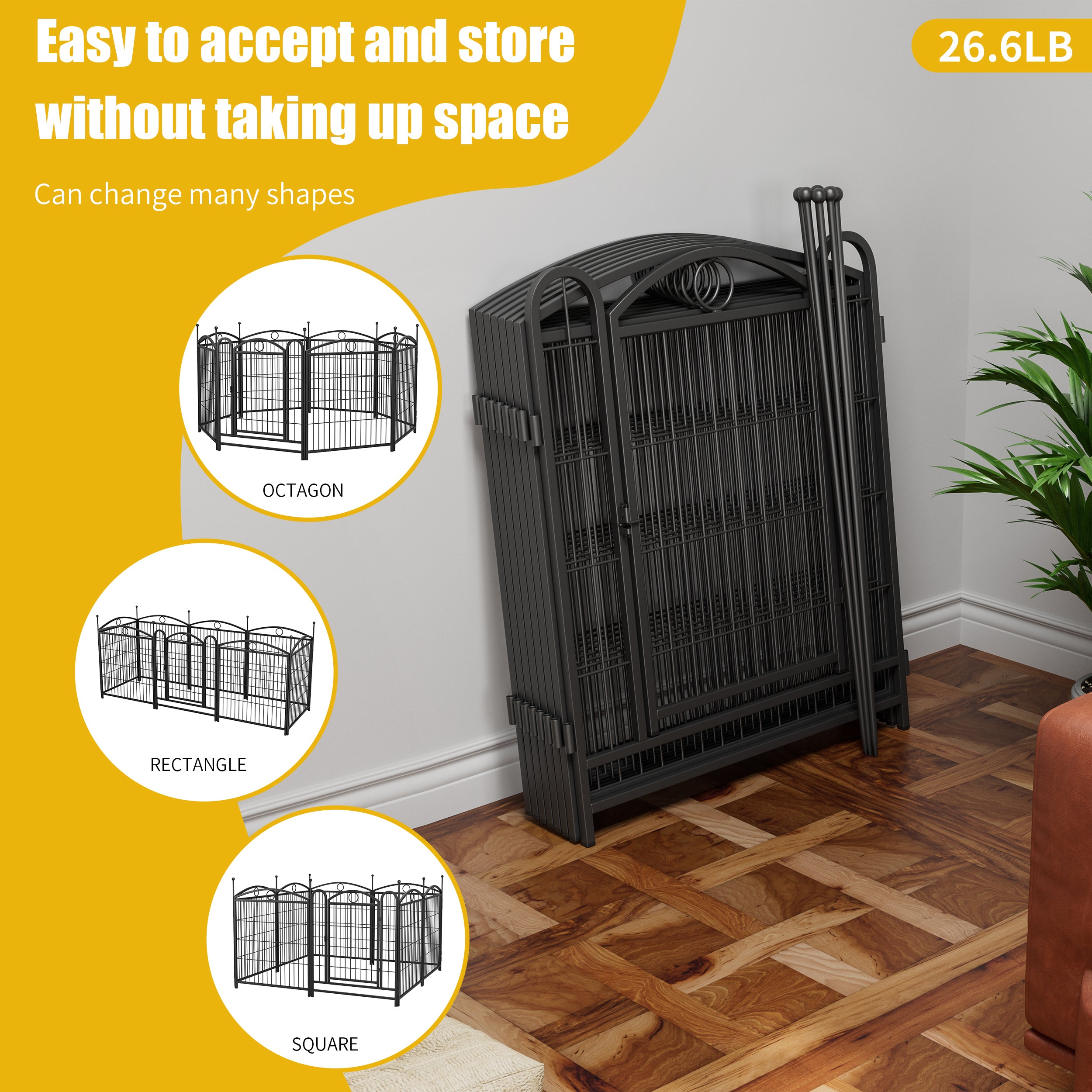 Dog Playpen Intérieur 32 pouces 8 panneaux Metal Dog Pen Pet Dog Fence Outdoor Exercise Pen avec