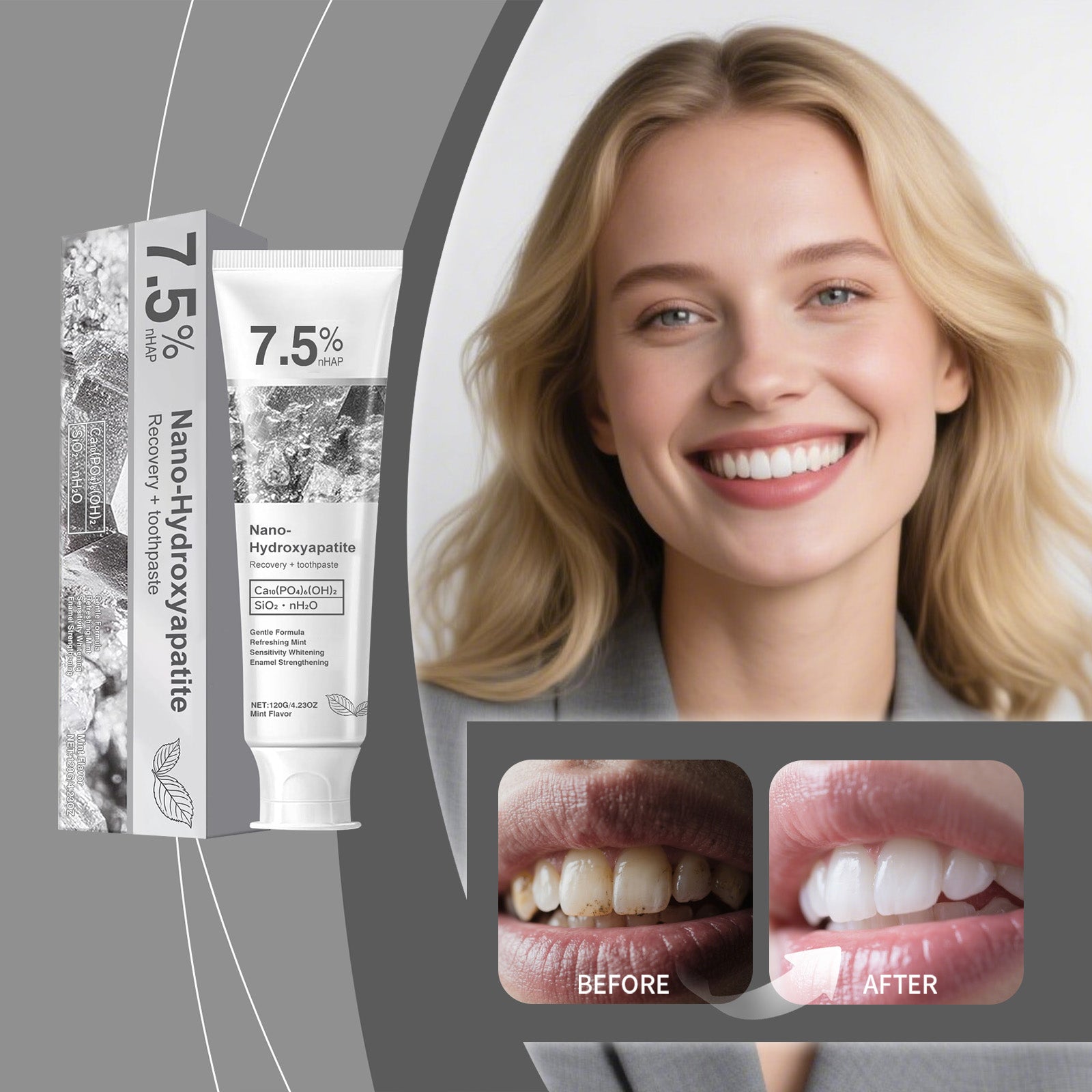Taie blanche brillante Enlever le dentifrice 120g-box