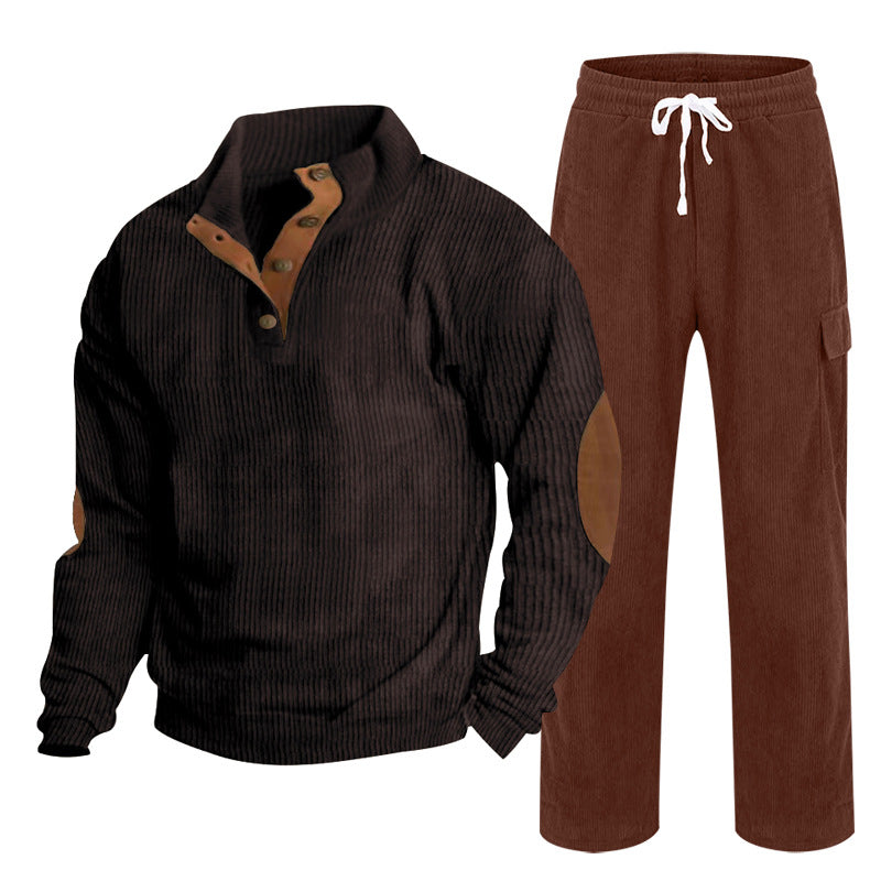 Hommes Corduroy Button-Down Henley Chemise et pantalons à queue droite