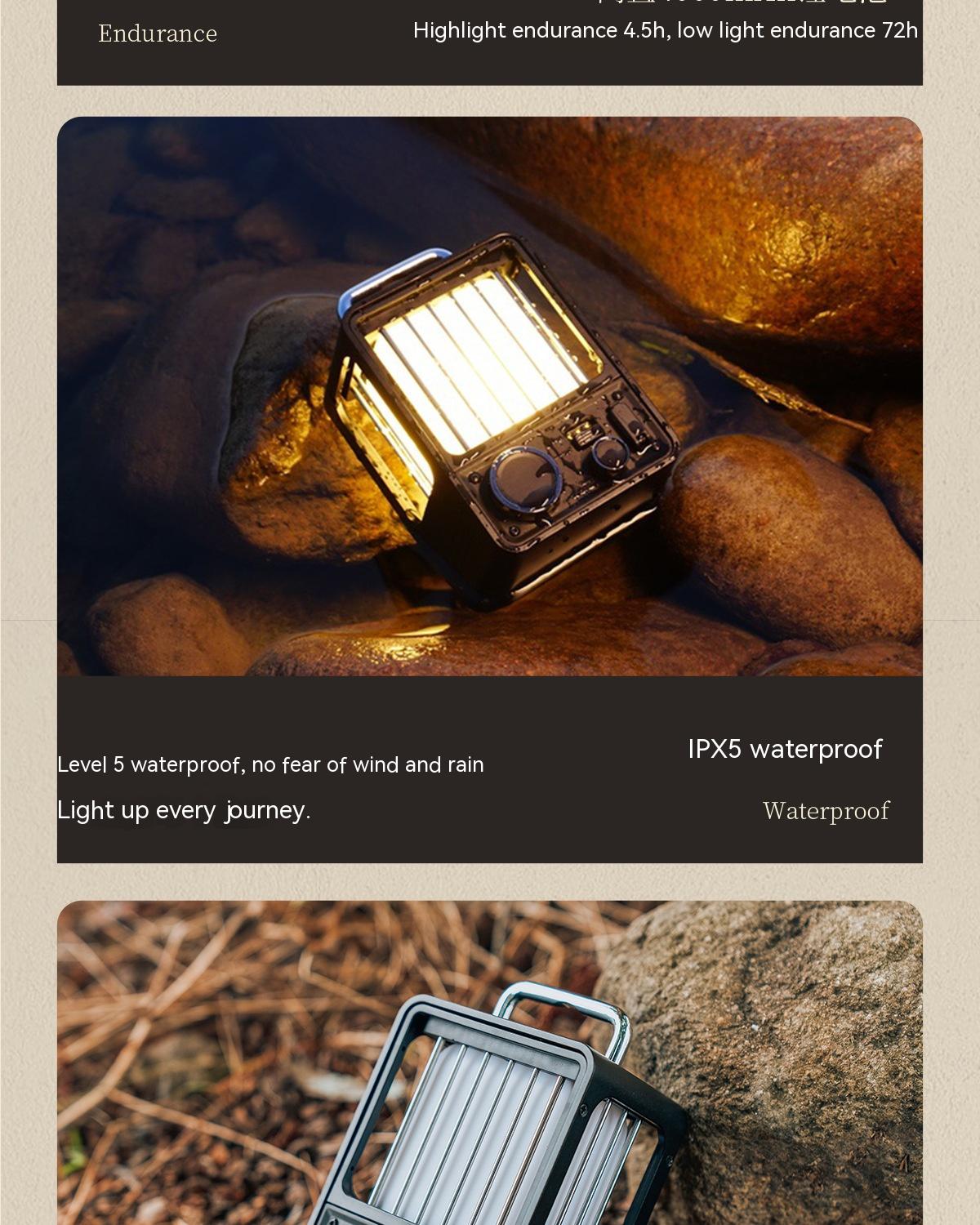 Camping extérieur Lampe Retro Camping Tente Éclairage LED Lumière Haute Luminosité Amb imperméable