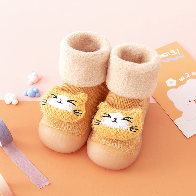 Chaussures de bébé bébé épais d'hiver Soft Bottom Indoor Non-slip