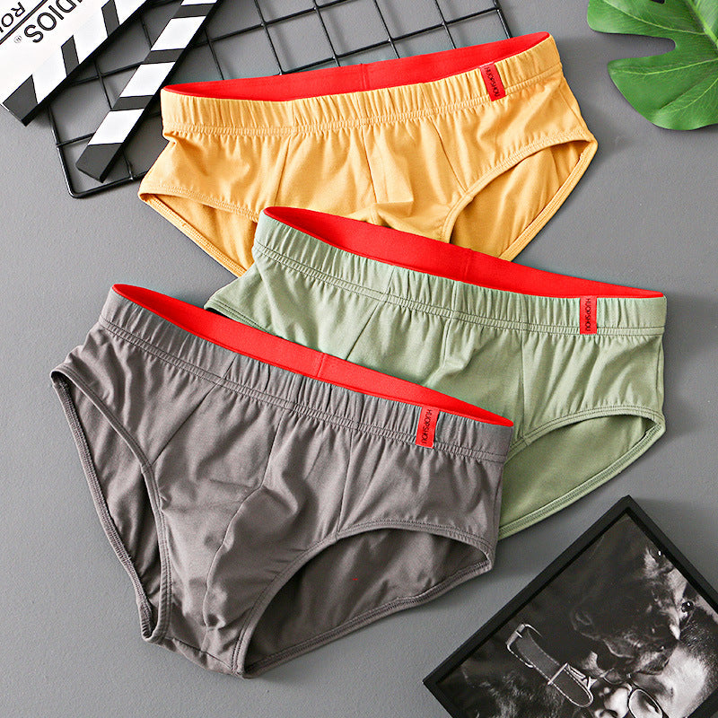 Triangle de coton couleur pure Triangle taille basse Respirant Triangle de sous-vêtements pour hommes