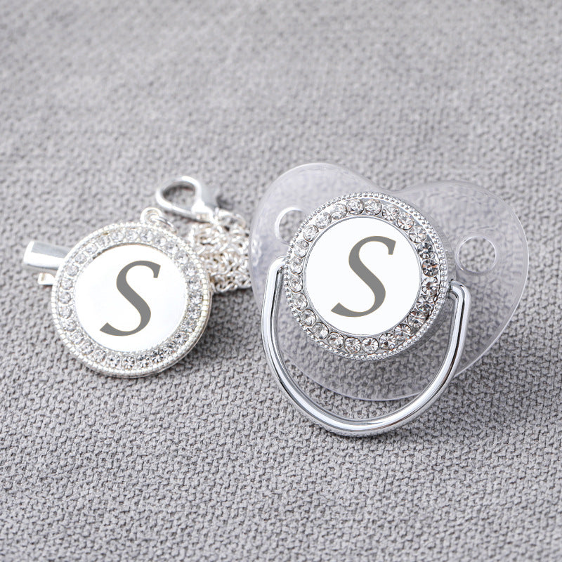 Transparent argent 26 lettres perceuse de tache bébé avec courroies de fermeture diamant