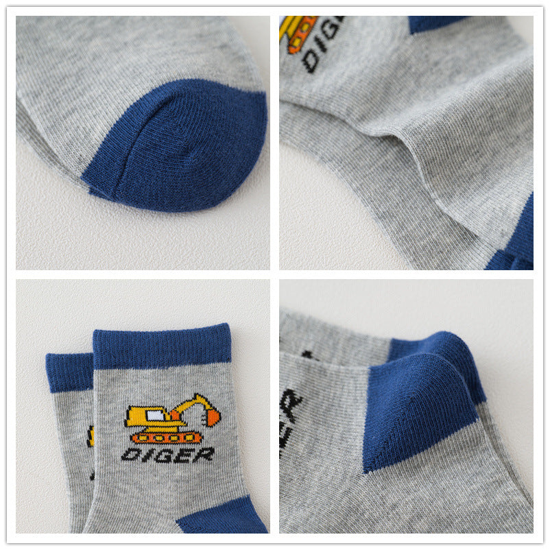 Chaussettes de caricature garçon printemps et automne en coton