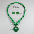 Collier en bois de perles et boucles d'oreilles pour femmes