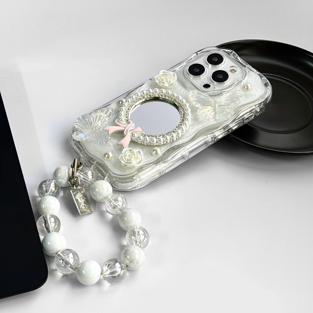 Epoxy Mirror Flower Butterfly Phone Case Trois dimensions Tout compris
