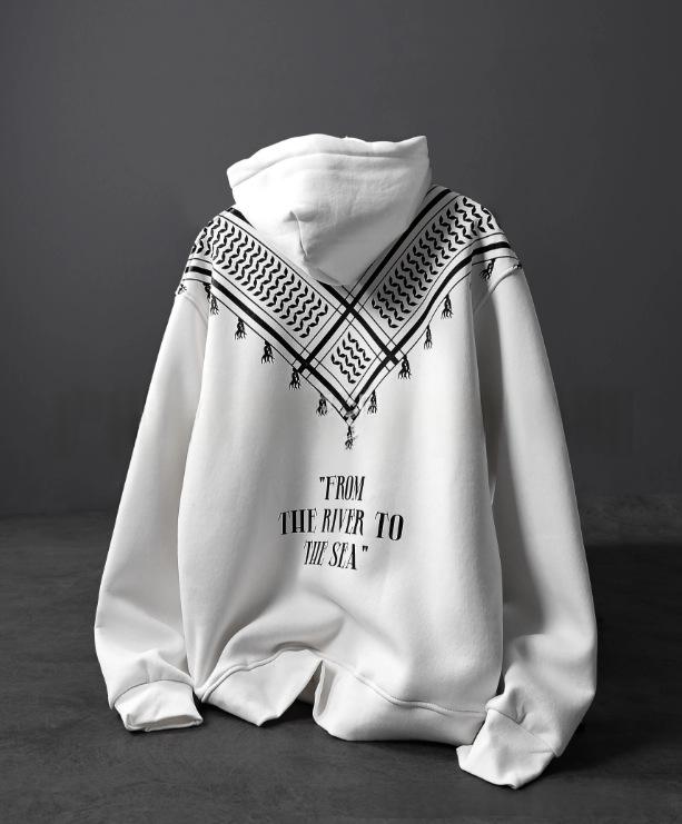 Sweatshirt à capuchon imprimé numérique en couleur unie avec poches