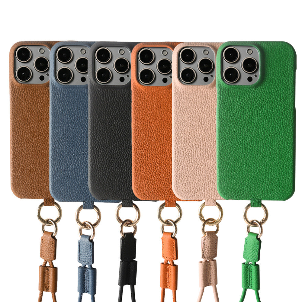 Boîtier de téléphone en couleur solide avec un lanyard haut de gamme