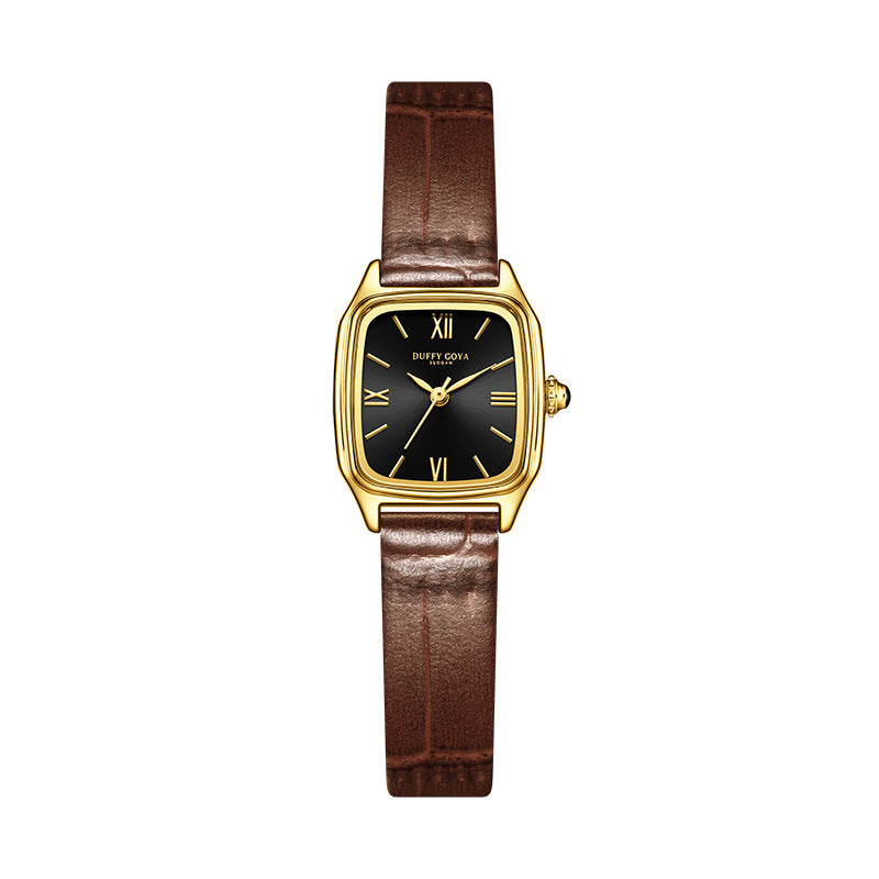 Montre en cuir véritable femmes Retro carré cadran étanche Et subtilement luxueux