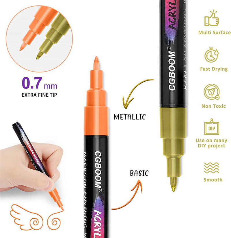 22 Couleurs Premium stylos de marquage acrylique 0.7 MM Extra Fine Tip Rock Painting