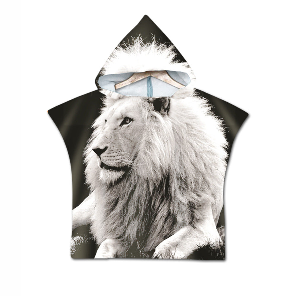 Broderie Livraison 2 jours Broderie Animal Numérique Imprimer Serviette de plage Enfants à capuche