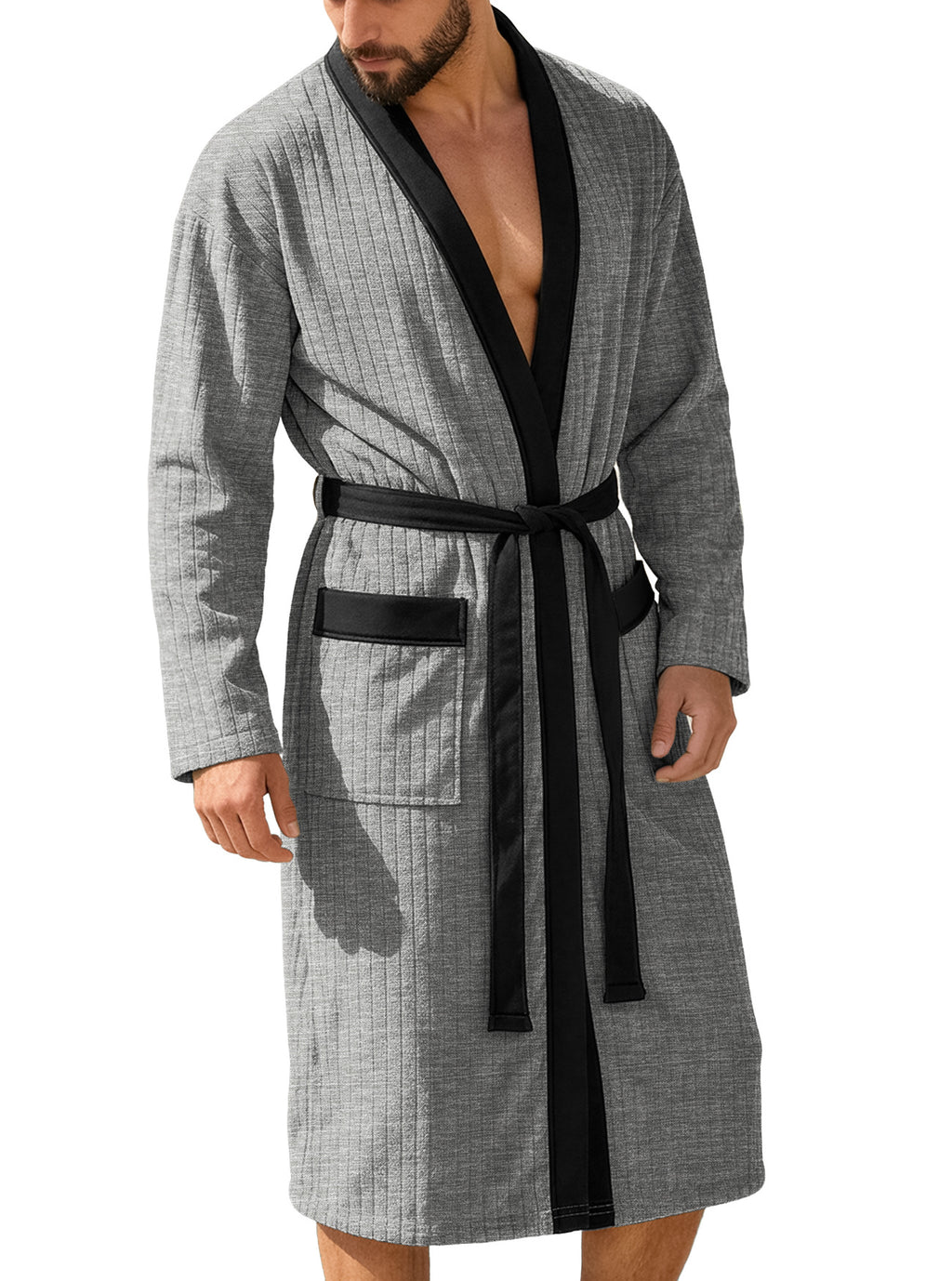 Ceinture longue Jacquard pour homme souple à couleur solide