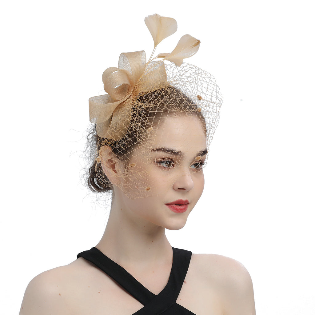 Mariée Veil Cheveux Bow Haut Chapeau Coiffure Fleur Couverture Face Mesh Head