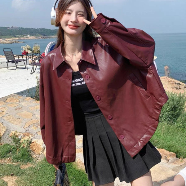 Veste en cuir Retro Relaxed