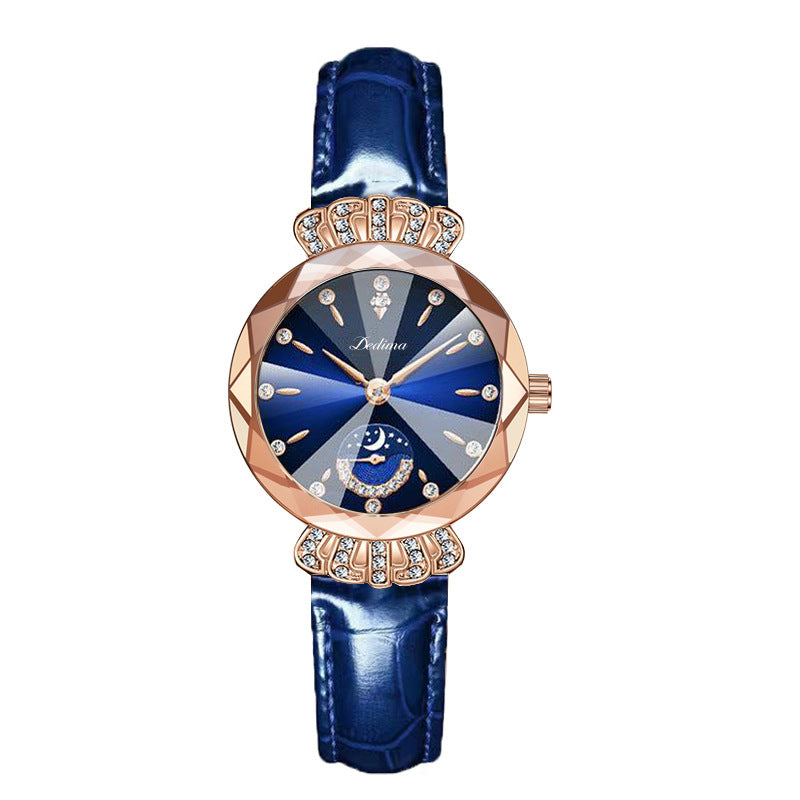 Femmes Diamant-embelli résistant à l'eau Bracelet en acier Casual Luxury Watch