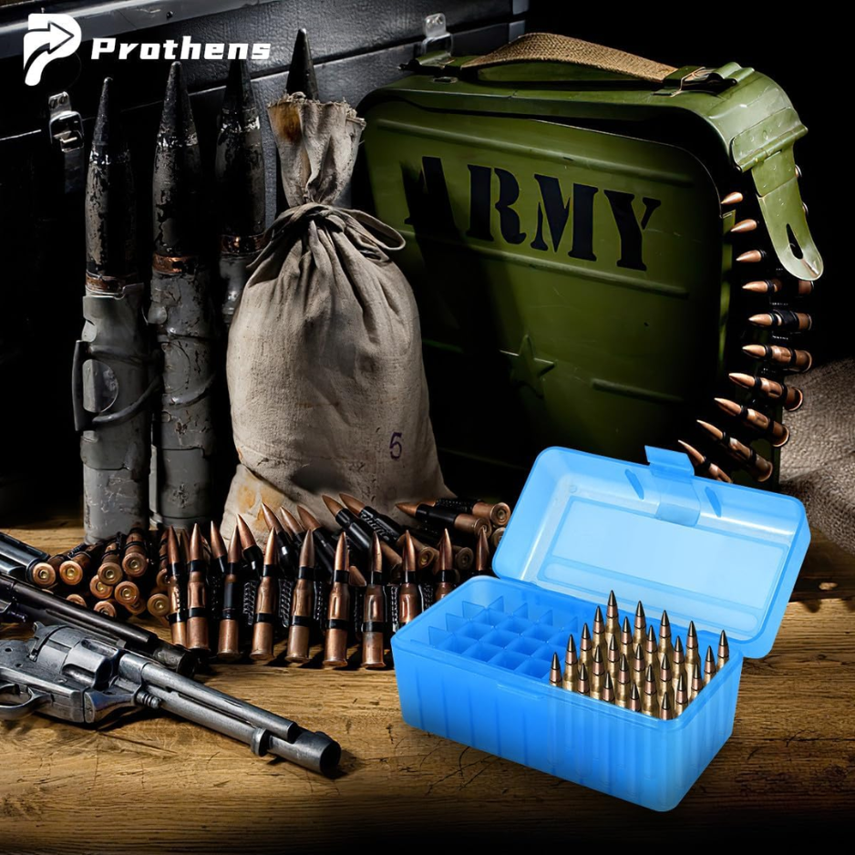 50 Round Rifle Ammo Can Durable Plastic Ammo Storage Box with Lock Waterproof Bullet Box A