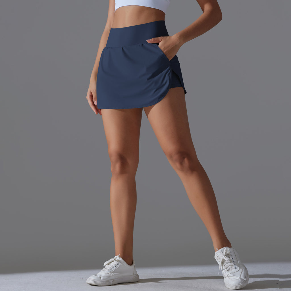 Cool Screen Sunscreen Jupe de tennis haute taille Tight Slim faux deux pièces Culottes femmes Ba