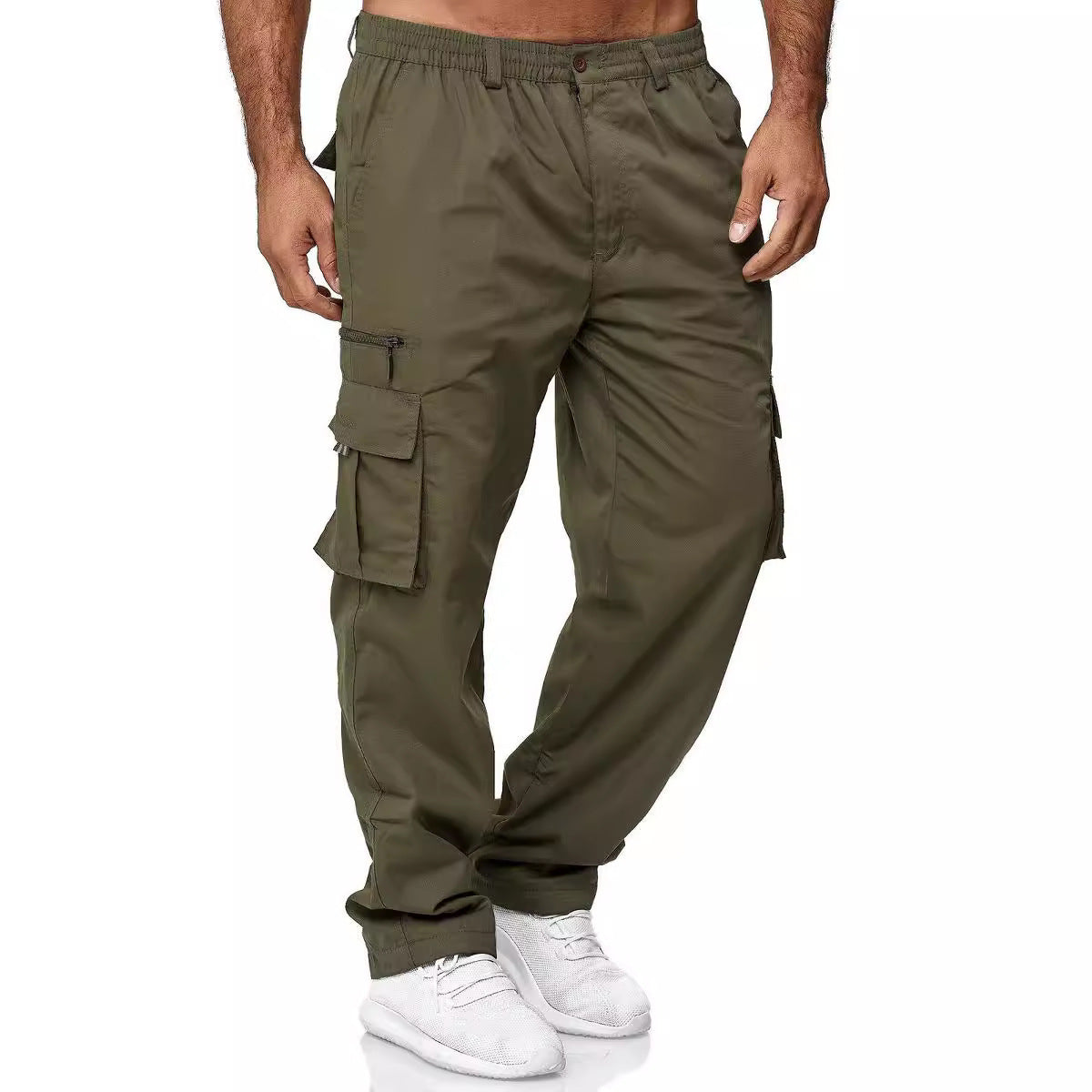 Pantalons de fitness pour homme EBay Casual Multi-Pocket Loose Straight Pantalons de fitness