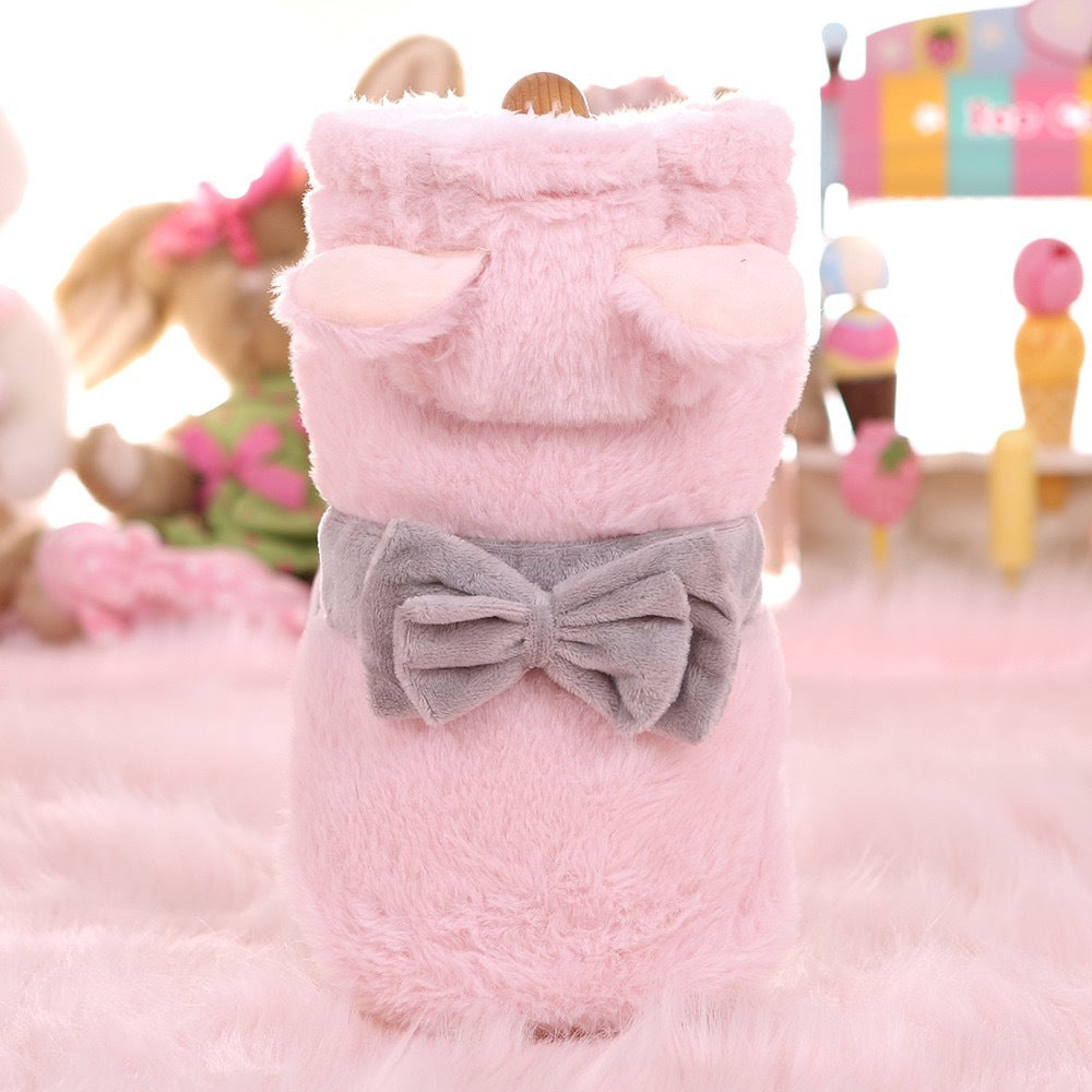 Manteau rembourré en coton à deux pattes en peluche de deux couches, doublée de molleton