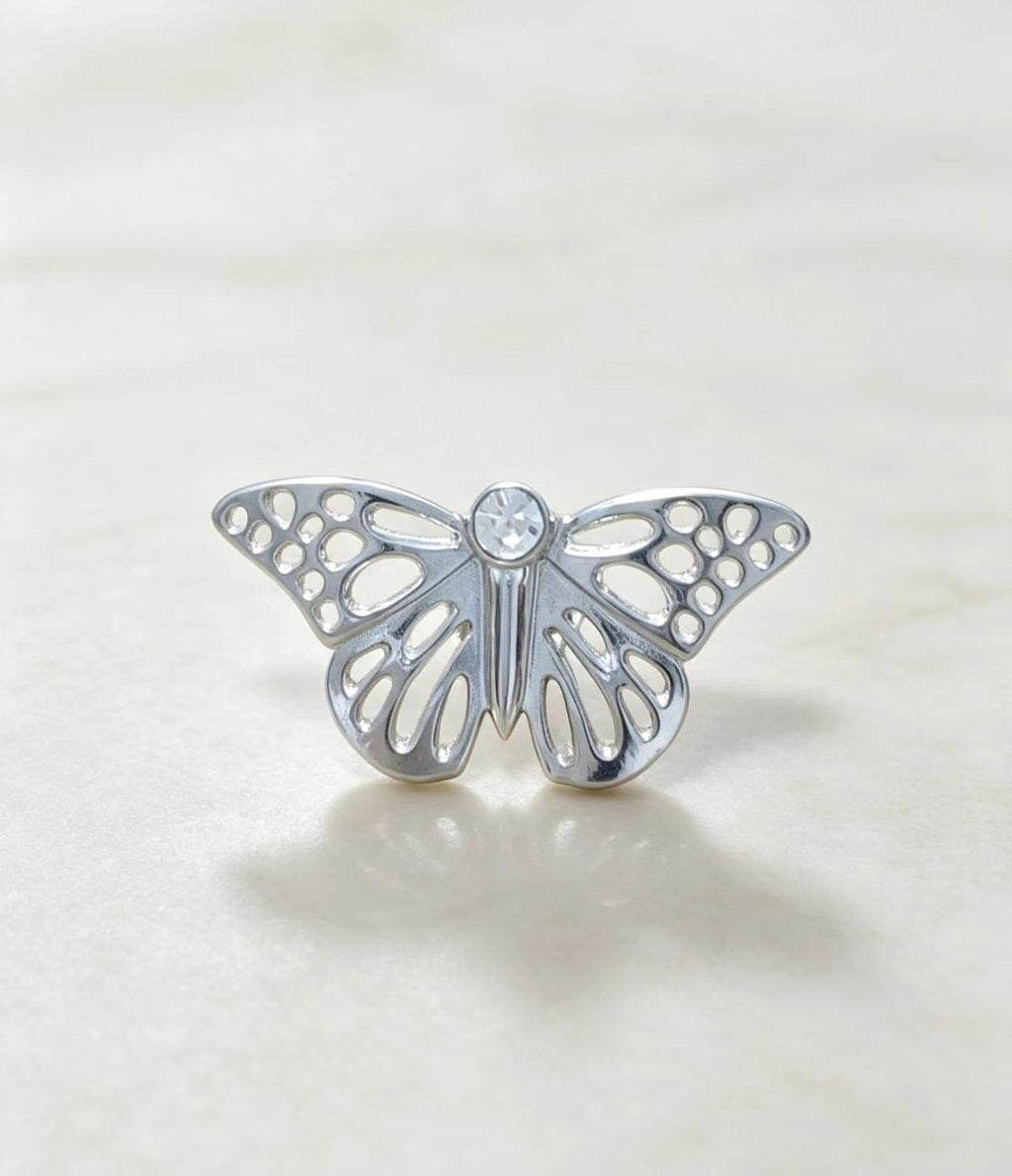 Épingle de Zircon en argent papillon