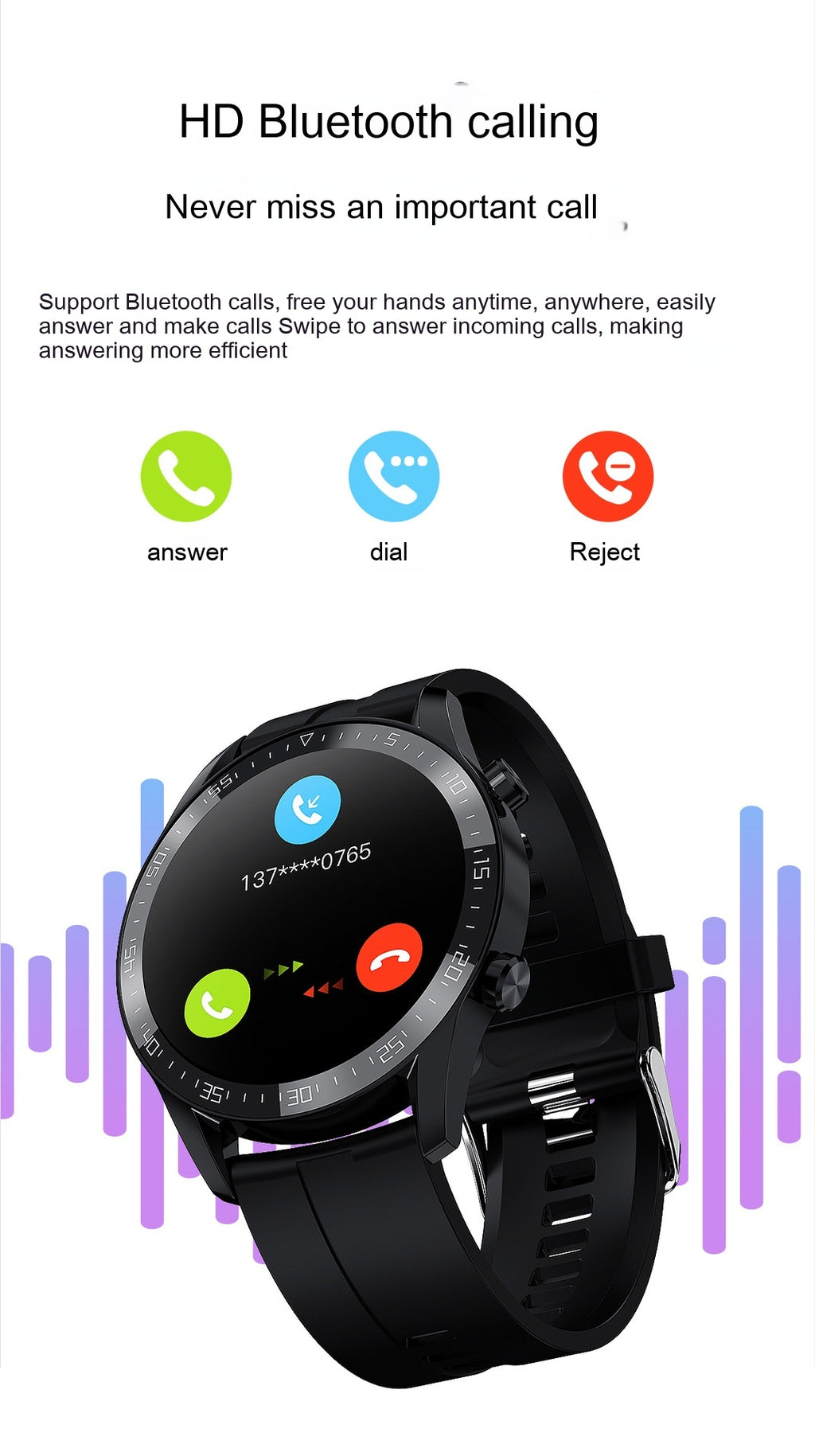 GT2 Smart Watch NFC Contrôle d'accès Bluetooth Appel Sports Waterproof Surveillance Heart Ra