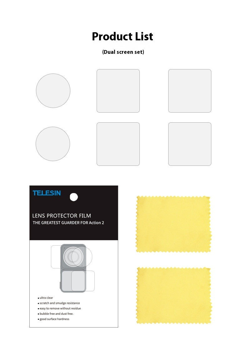 Caméra de sport Protecteur d'écran anti-rayure Protection ultra-claire